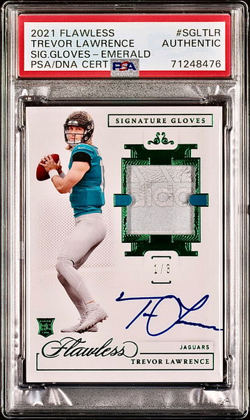 2021 Flawless Trevor Lawrence RC Signature Gloves Patch Auto RPA Emerald #/3 SSP