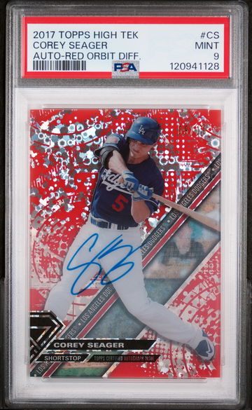2017 Topps High Tek Red Orbit Diffractor Corey Seager #HT-CS Auto /10 PSA 9