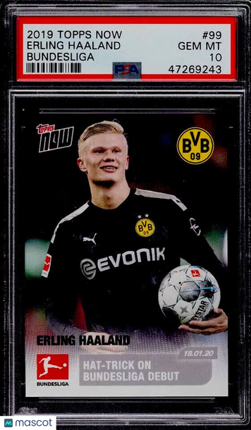 POP 44 PSA 10 RC Erling Haaland 2019 Topps Now Bundesliga Black Rookie BVB Debut