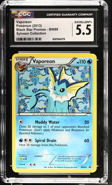 2013 Pokémon Black Star Promos Sylveon Collection Vaporeon #BW89 CGC 5.5
