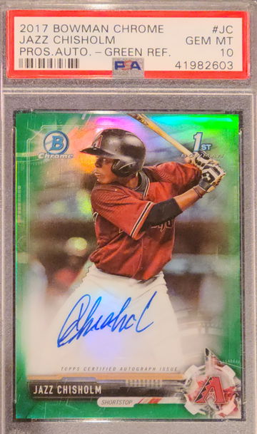 2017 Jazz Chisholm Bowman Chrome Green Refractor 73/99 PSA 10