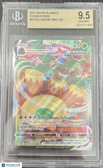 2021 Pokemon Sword and Shield Fusion Strike Rillaboom VMAX UR #23 BGS 9.5
