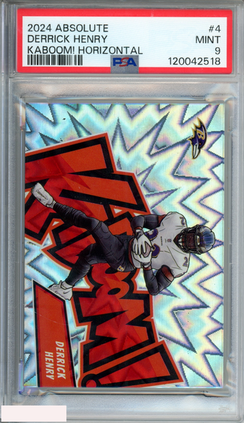 2024 PANINI ABSOLUTE KABOOM! HORIZONTAL DERRICK HENRY #4 RAVENS PSA 9 MINT