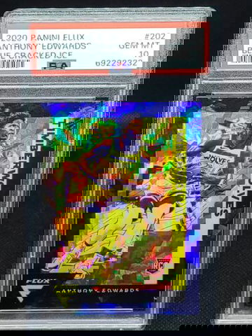 2020-21 Panini Flux Blue Cracked Ice Anthony Edwards Timberwolves PSA 10