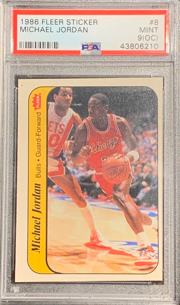 1986 Fleet Sticker Michael Jordan #8 PSA9(oc)
