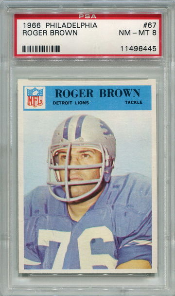 1966 Philadelphia Roger Brown #67 Detroit Lions PSA 8 NM-MT