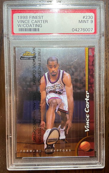 Vince Carter 1998 Topps Finest PSA 9 w/ Coating Rookie rc #230