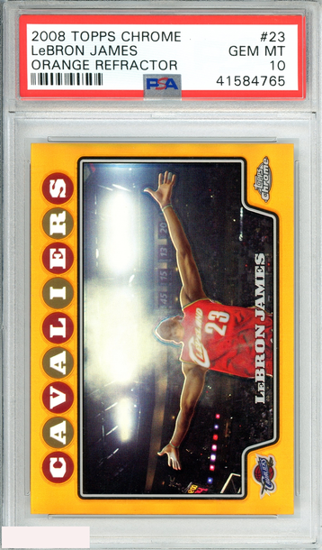 2008 TOPPS CHROME LEBRON JAMES #23 ORANGE REF 113 OF 499 PSA 10 GEM MT