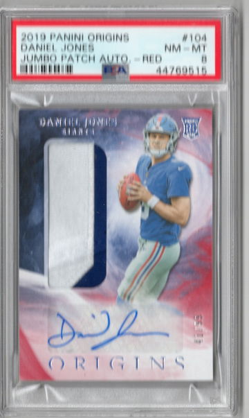 2019 Panini Origins Daniel Jones Jumbo Patch Auto Red #d/99
