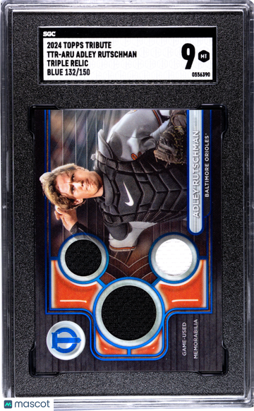 2024 Topps Tribute Adley Rutschman #TTR-ARU Triple Relic Blue SGC 9
