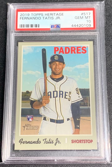 2019 TOPPS HERITAGE FERNANDO TATIS #517 RC PSA 10 GEM MINT ROOKIE 