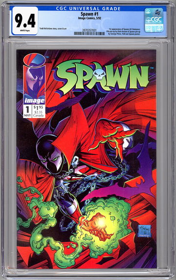 SPAWN #1 CGC 9.4 ORIGIN & 1ST SPAWN APP MCFARLANE STORY CVR & ART 1ST PRINT 1992
