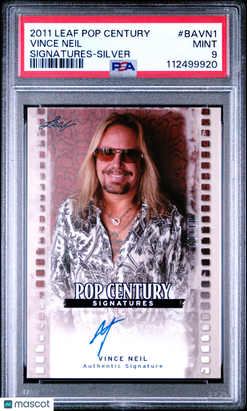 2011 Leaf Pop Century Signatures Vince Neil #BAVN1 Silver /05 PSA 9