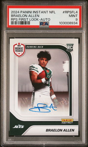 2024 Panini Instant NFL Rps First Look Auto Braelon Allen #RPSFL4 /49 PSA 9