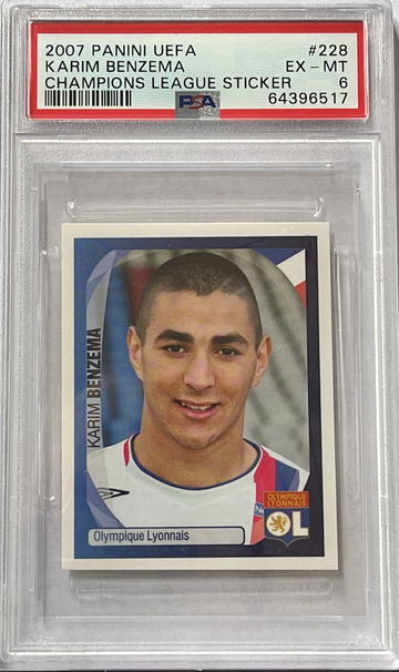 2007 Panini UEFA Champions League KARIM BENZEMA Rookie Sticker PSA 6 EX-MINT