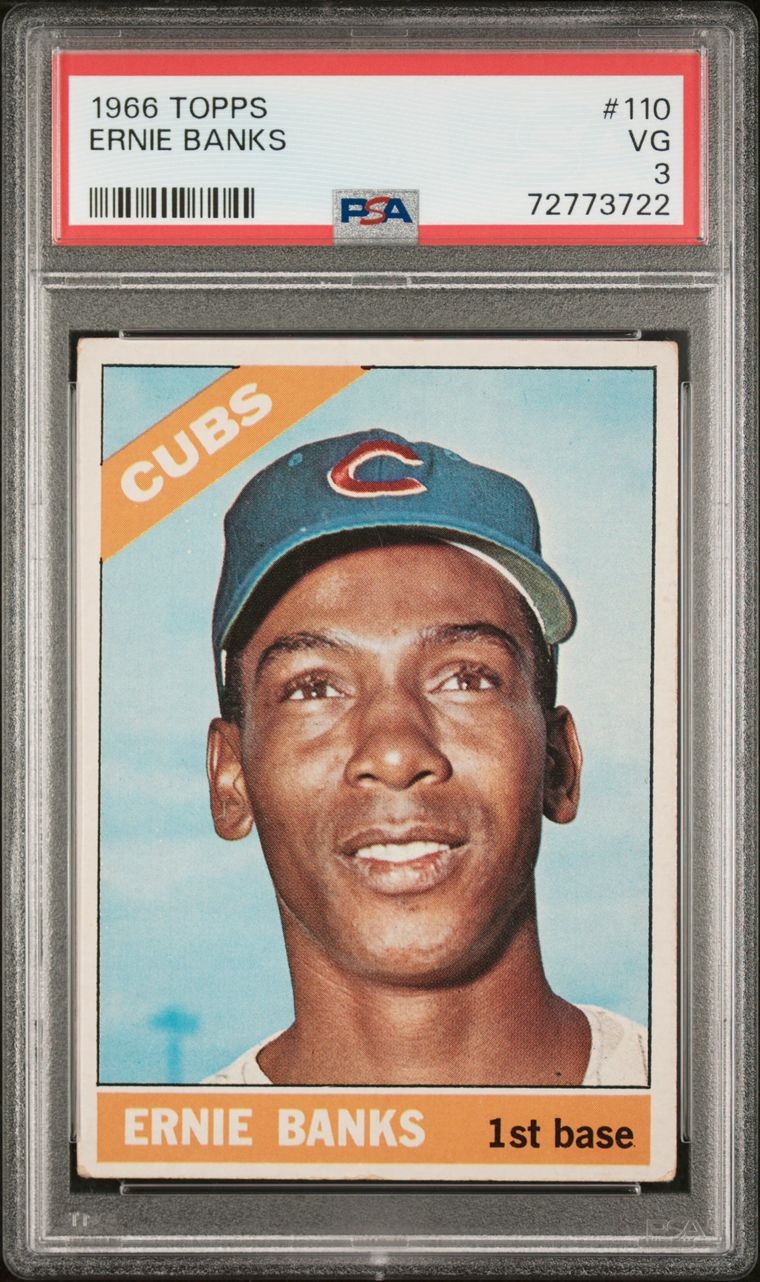 1966 TOPPS #110 ERNIE BANKS CUBS HOF -  PSA 3
