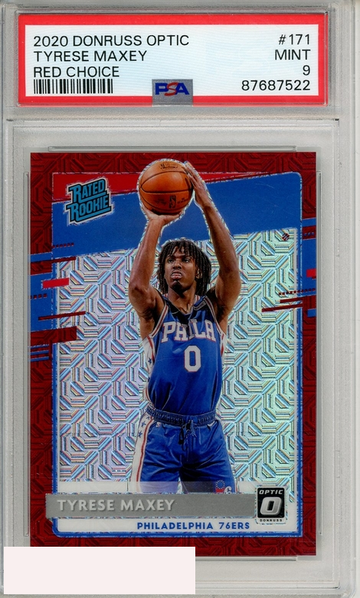 2020 PANINI DONRUSS OPTIC TYRESE MAXEY #171 RED CHOICE PSA 9 MINT