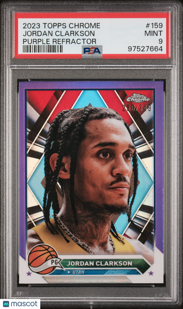 2023 Topps Chrome Jordan Clarkson #159 Purple Refractor /349 PSA 9