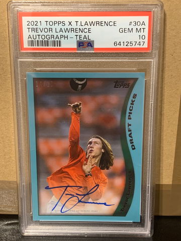 Trevor Lawrence x Topps Auto 14/16 PSA 10 