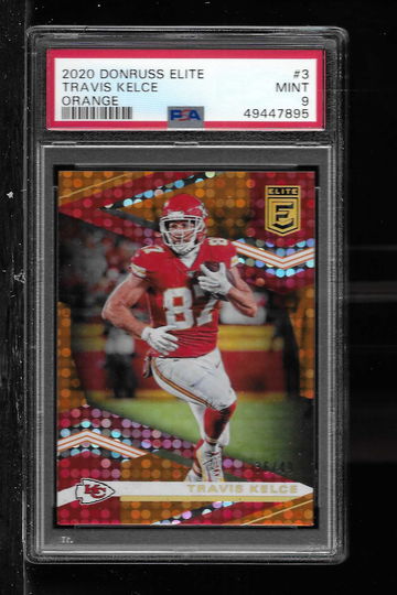 2020 DONRUSS ELITE TRAVIS KELCE ORANGE PSA 9 