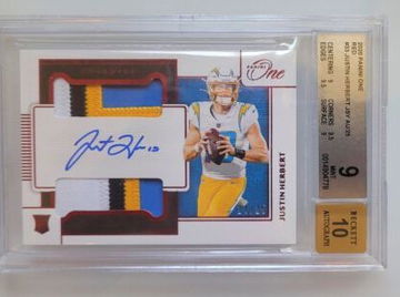 2020-21 Justin Herbert Panini One Rookie Auto Red Parallel  #/25