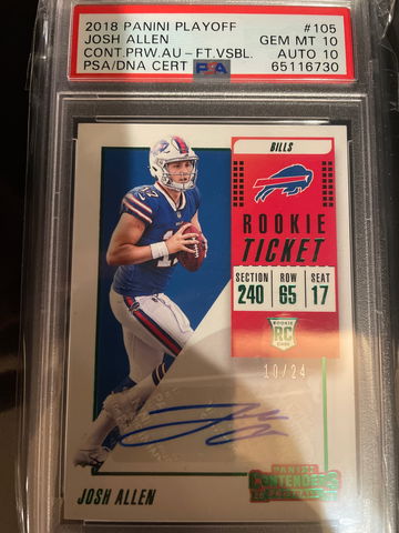 2018 Panini Playoff Josh Allen Contenders Preview auto feet visible 10/24 Pop 1