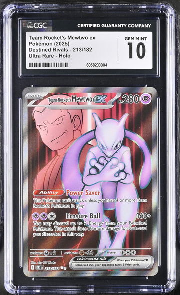 2025 Pokémon Destined Rivals Team Rocket's Mewtwo #213/182 ex Holo CGC 10