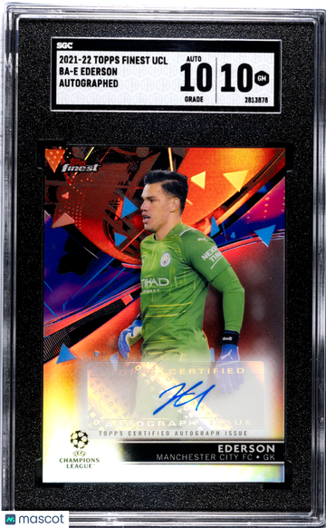 2021 Topps Finest Ucl Ederson #BA-E Autograph SGC 10 Auto 10