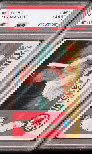 1960 Topps #350 Mickey Mantle PSA 2 Good HOF!