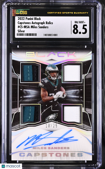 2022 Panini Black Miles Sanders #CS-MSA Silver Capstones Autograph Relics CGC 8.5
