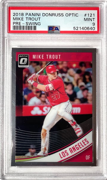 Mike Trout 2018 Panini Optic Pre-Swing Variation PSA9 Mint
