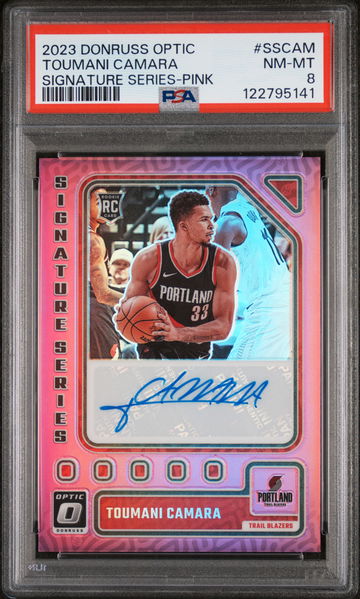 2023 Panini Donruss Optic Sig Series Pink Toumani Camara #SSCAM RC Auto/25 PSA 8