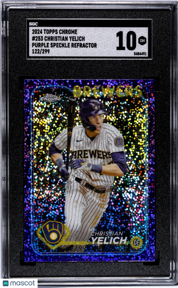 2024 Topps Chrome Christian Yelich #253 Purple Speckle Refractor SGC 10