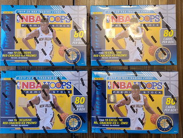 (4) 2019-20 Panini NBA Hoops Premium Stock Mega Boxes