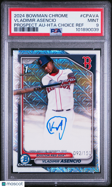 2024 Bowman Chrome Prospect Autographs Vladimir Asencio #CPAVA Hta Choice Ref /150 PSA 9