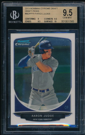 BGS 9.5 GEM MINT Aaron Judge 2013 Bowman Chrome Draft Picks #BDPP19 w/10 Sub