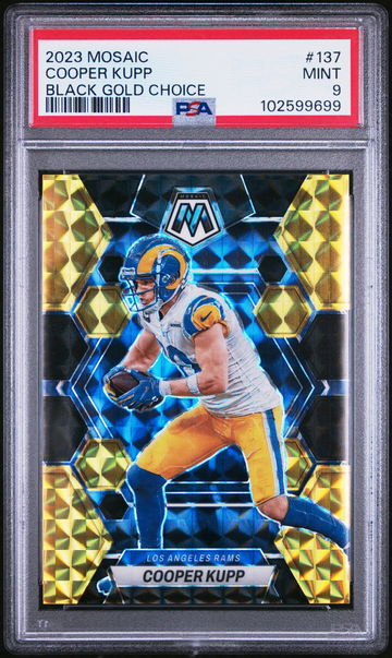 2023 Panini Mosaic Black Gold Choice Cooper Kupp #137 /8 PSA 9