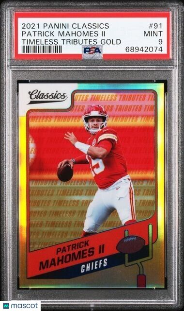 PATRICK MAHOMES 2021 Classics Timeless Tributes Gold 60/60 #91 PSA 9 CHIEFS