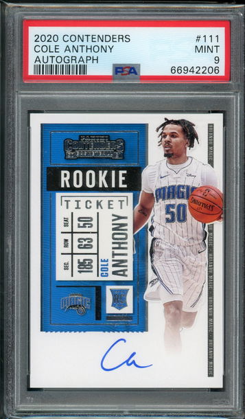 2020 Contenders Cole Anthony Autograph PSA 9