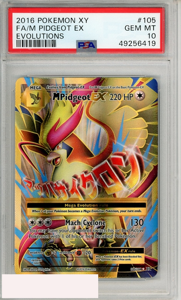 2016 POKEMON XY EVOLUTIONS FA M PIDGEOT EX #105 PSA 10 GEM MT