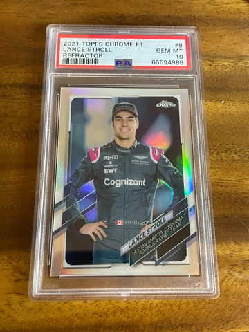 2021 TOPPS CHROME F1 LANCE STROLL REFRACTOR PORTRAIT #8 PSA 10 GEM MINT