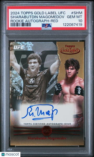 2024 Topps Gold Label UFC Rookie Autographs Sharabutdin Magomedov #SHM Red /25 PSA 10