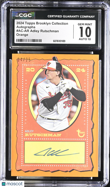 2024 Topps Brooklyn Collection Adley Rutschman #AC-AR Orange /25 Autographs CGC 10