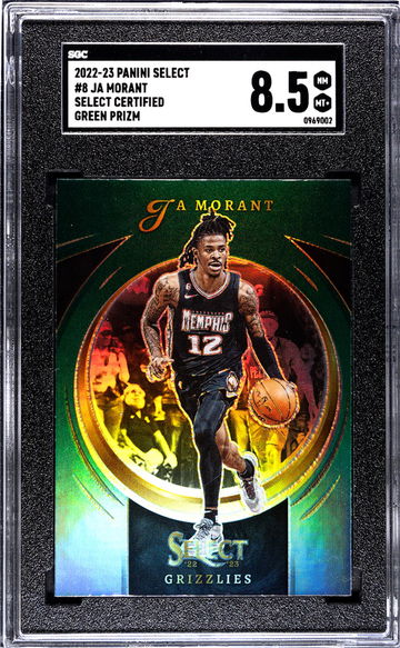 2022-23 Panini Select #8 Ja Morant Select Certified Green Prizm SGC 8.5