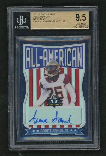 2021 Leaf Valiant AA-ASJ Asante Samuel Jr. All-American Navy /35 BGS 9.5 Gem Mint Auto