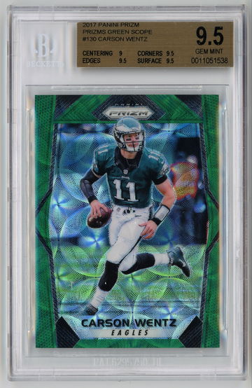 2017 Panini Prizm Prizms Green Scope /99 Carson Wentz BGS 9.5