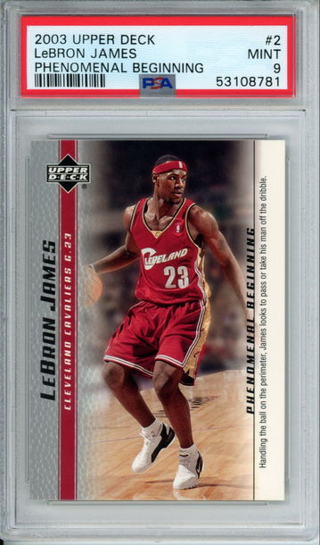 LEBRON JAMES 2003 Upper Deck Phenomenal Beginning #2 PSA 9 Gem Mint Cavs Lakers Heat