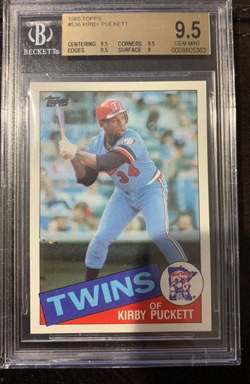 1985 topps Kirby Puckett Rookie # 536 BGS 9.5 Twins 