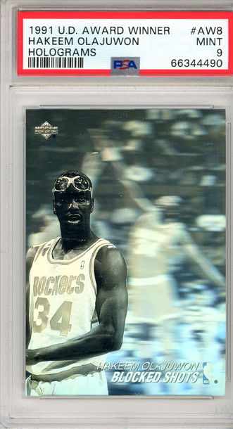 1991 UPPER DECK AW8 HAKEEM OLAJUWON HOLOGRAM PSA 9