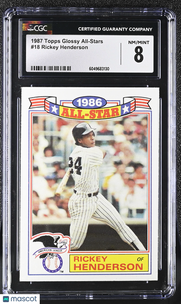 1987 Topps Glossy All-Stars Rickey Henderson #18 CGC 8